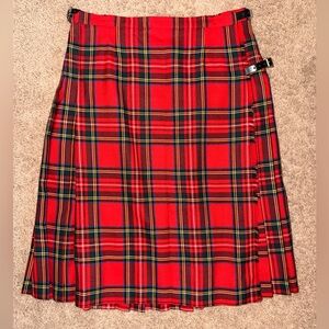 Authentic Scottish Wool Pleated Kilt Red Plaid